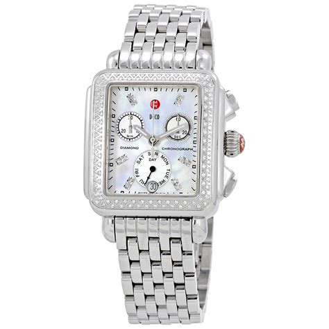 fake michele deco watches|michele deco stainless diamond watch.